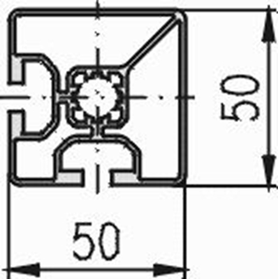 1.11.050050.22L - aluminium Profiel 50x50, 2E Eck L - tekening