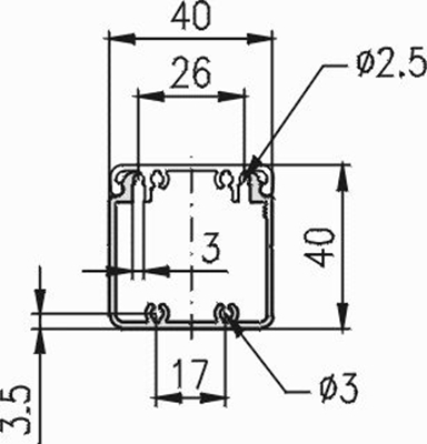 1.19.208080G - aluminium E-kanaal profiel 80x80 - tekening