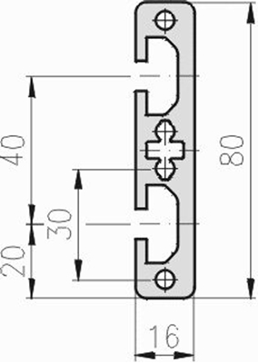 1.09.016080.24SP - aluminium Profiel 16x80, 2E SP - tekening