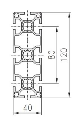 1.11.040120.84LP - aluminium Profiel 40x120, 8E LP