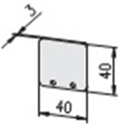 1.19.204040G - aluminium E-kanaal Eindkap 40x40 - tekening