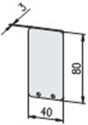 1.19.204080G - aluminium E-kanaal Eindkap 40x80 - tekening