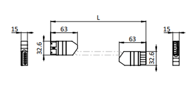 Verbindingskabel (dimbaar) 16A 250V 2.0m afmetingen