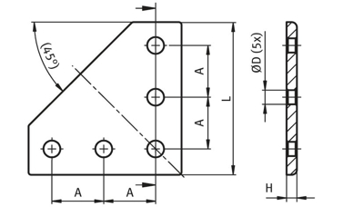 1.47.50909L - Verbindingsplaat, L, 90x90