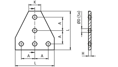 1.47.50606T - T-Verbindingsplaat, 60/60