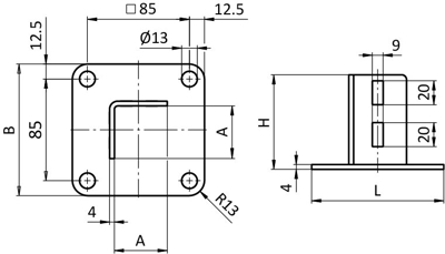 1.44.944011080 - Voet console 40x40