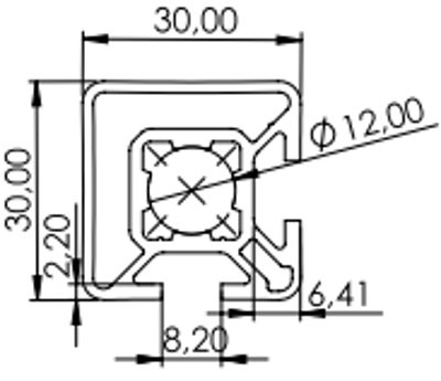 1.11.030030.22LP - aluminium Profiel 30x30 2F LP