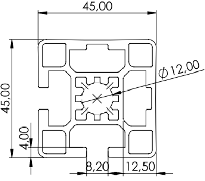 1.11.045045.22LP - Aluminium Profiel 45x45, 2E, Eck, LP