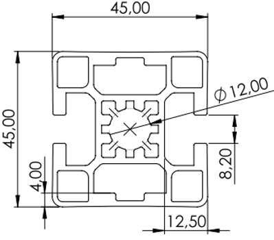 1.11.045045.23LP - Aluminium Profiel 45x45, 2E LP