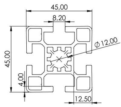 1.11.045045.43LP - Aluminium Profiel 45x45, 4E LP