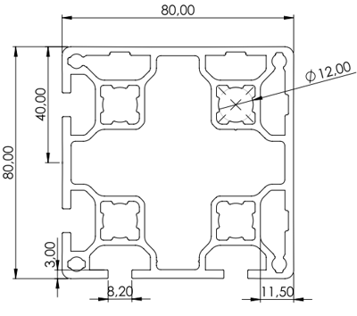 1.11.080080.42LP - aluminium Profiel 80x80 4E LP