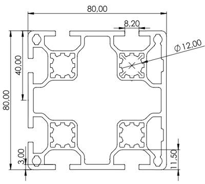 1.11.080080.63LP - aluminium Profiel 80x80 6E LP