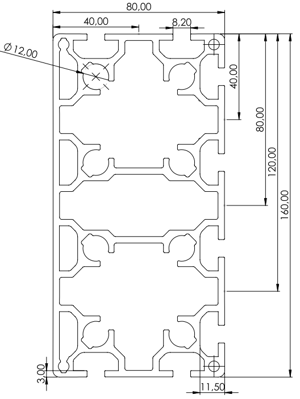 1.11.080160.84LP - aluminium Profiel 80x160 8E LP