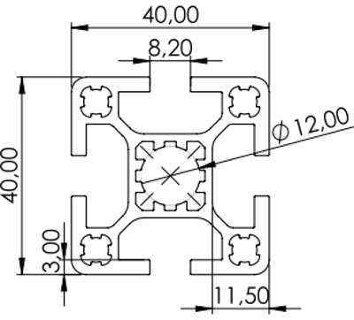 1.11.040040.43LP - aluminium Profiel 40x40, 4E LP (licht profiel)