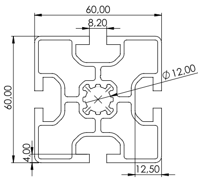 1.11.060060.43LP - aluminium Profiel 60x60 4E LP - tekening