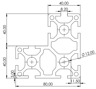 1.11.080080.87SP - Aluminium Profiel 80x80 8E Hoek SP Tekening