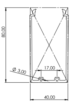 1.19.204080G - aluminium E-kanaal profiel 40x80 - tekening