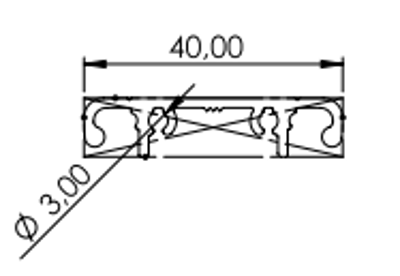 1.19.2040D - aluminium E-kanaal profiel, deksel 40 - tekening