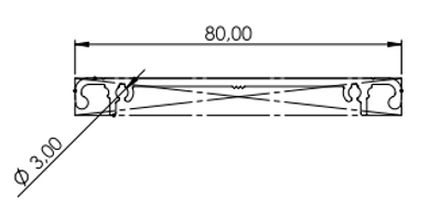 1.19.2080D - aluminium E-kanaal, deksel 80 Tekening