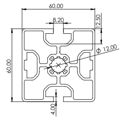 1.11.060060.23LP - aluminium Profiel 60x60, 2E LP - tekening