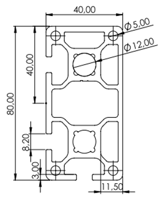 1.11.040080.32LP - aluminium Profiel 40x80 3E LP