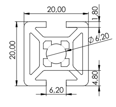 1.10.020020.23LP - aluminium Profiel 20x20 2H LP