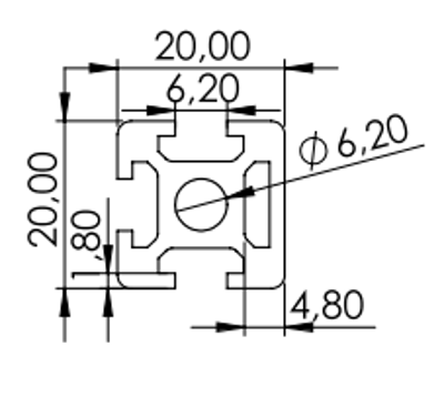 1.10.020020.33SP - aluminium Profiel 20x20 3H SP