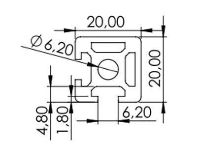 1.10.020020.22SP - aluminium Profiel 20x20 2H Eck SP