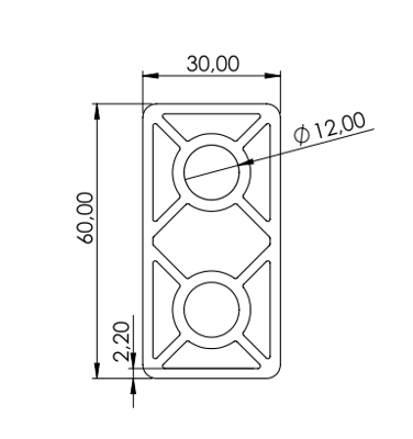1.11.030060.04SP - aluminium Profiel 30x60, 0F SP - tekening