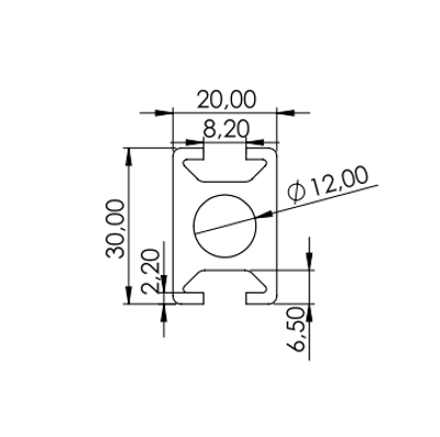 1.11.020030.24SP - aluminium Profiel 20x30 2F SP