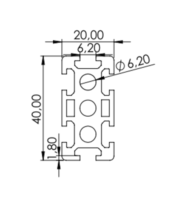 1.10.020040.64SP - aluminium Profiel 20x40 6H SP