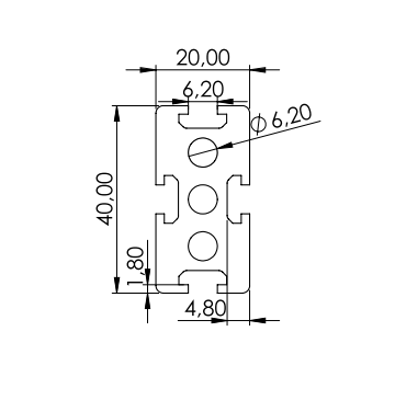 1.10.020040.44SP - aluminium Profiel 20x40 4H SP