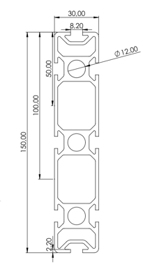 1.11.030150.84SP - aluminium Profiel 30x150, 8E SP