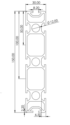 1.11.030150.84SBP - aluminium Profiel 30x150, 8F SP