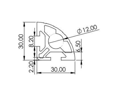 1.11.030030.21SP - aluminium Profiel 30x30 2F soft SP