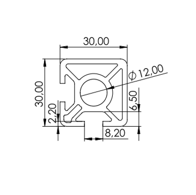 1.11.030030.22SBP - aluminium Profiel 30x30 2F SBP