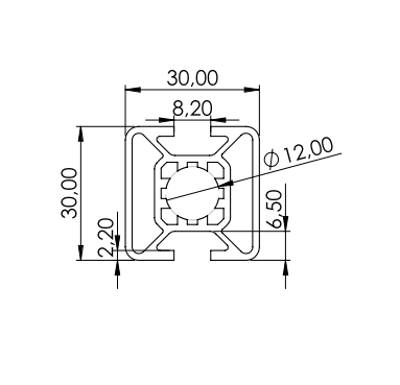 1.11.030030.23LP - aluminium Profiel 30x30 2F LP