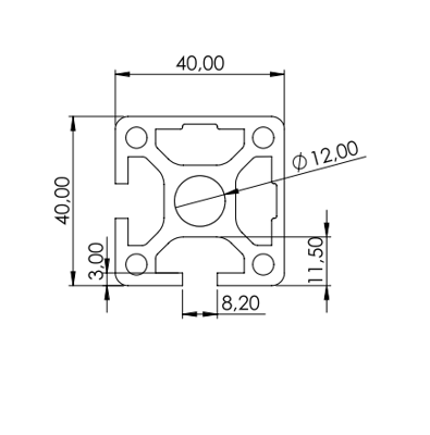 1.11.040040.22SP - aluminium Profiel 40x40 2E hoek SP