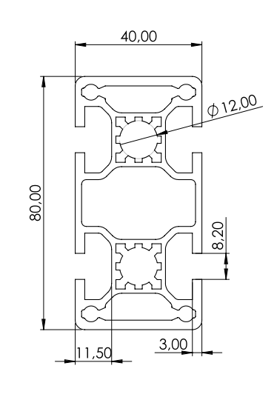 1.11.040080.44LBP - aluminium Profiel 40x80 4E LBP