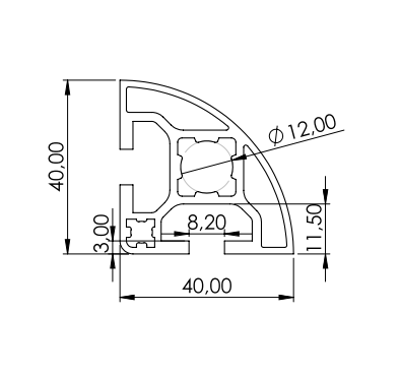 1.11.040040.21LP - aluminium Profiel 40x40 SOFT 2E LP