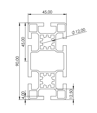 1.11.045090.64LP - Aluminium Profiel 45x90 6E LP