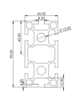 1.11.045090.64SP - Aluminium Profiel 45x90 6E SP