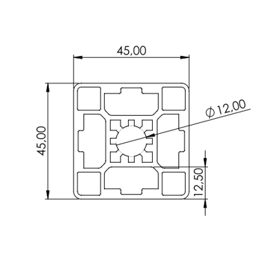 1.11.045045.03LP - Aluminium Profiel 45x45, 0E LP