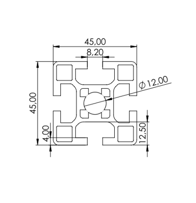 1.11.045045.43SP - Aluminium Profiel 45x45, 4E SP