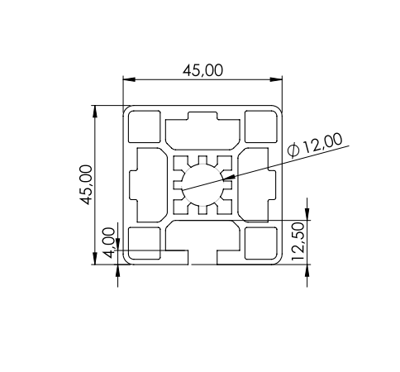 1.11.045045.13LP - Aluminium Profiel 45x45, 1E LP