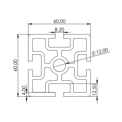 1.11.060060.43SP - aluminium Profiel 60x60 4E SP