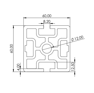 1.11.060060.23SP - aluminium Profiel 60x60 2E SP - tekening