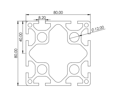 1.11.080080.83SP - aluminium Profiel 80x80 8E SP