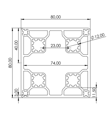 1.11.080080.03LP - aluminium Profiel 80x80 0E LP