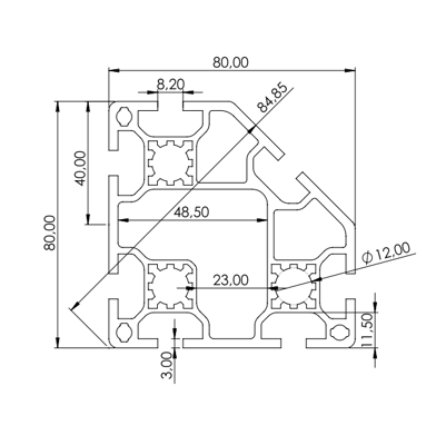 1.11.080080.78LP - aluminium Profiel 80x80 7E LP